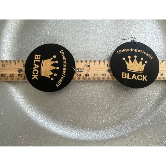 Unapologetically Black Earrings, Gold Crown, Queen, King Statement Earrings -New - Picture 7 of 16